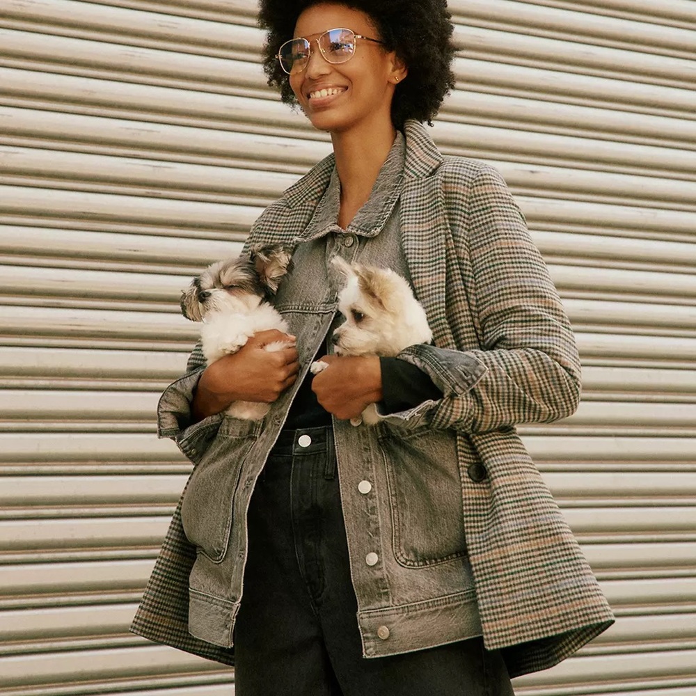 Madewell Dorset Blazer in Bowne Plaid check layer